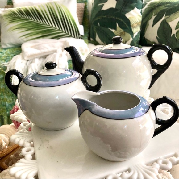 🌴1930's Deco TEAPOT SUGAR & CREAMER - Picture 5 of 8